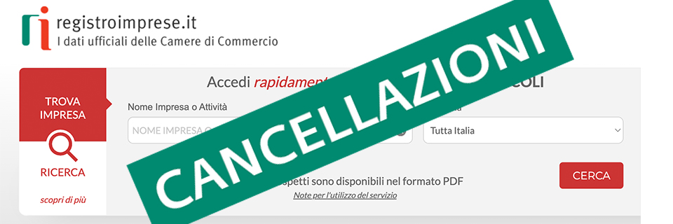 Cancellazioni dal Registro delle Imprese