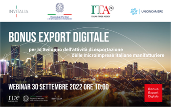 Webinar "Bonus per l'Export Digitale", 30/09/2022